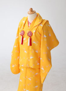 3歳女の子黄色い着物 被布