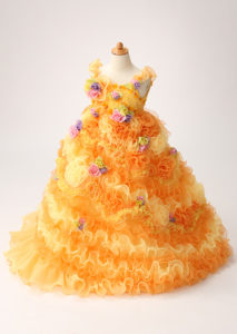 オレンジ色７歳女の子ドレス