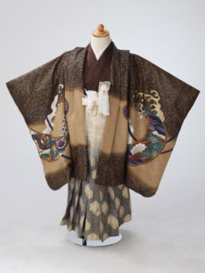 七五三5歳男の子着物茶色