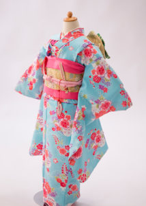 水色七五三7歳女の子着物