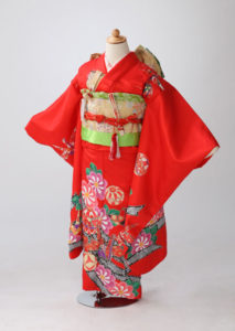 朱色七五三7歳女の子着物