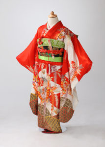七五三7歳女の子着物オレンジ