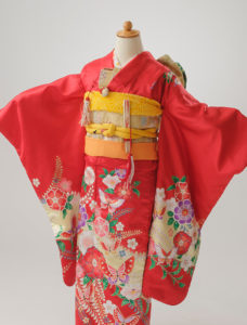 七五三7歳女の子着物朱色