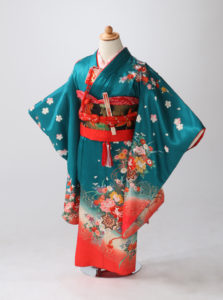 緑色七五三7歳女の子着物