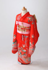 朱色七五三7歳女の子着物