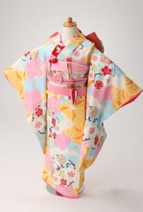 水色七五三7歳女の子着物