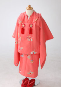 七五三朱色3歳女の子着物