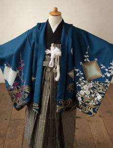 七五三5歳男の子着物藍色