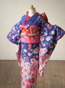 青色七五三7歳女の子着物