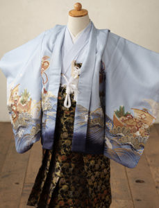 3歳男の子水色の着物