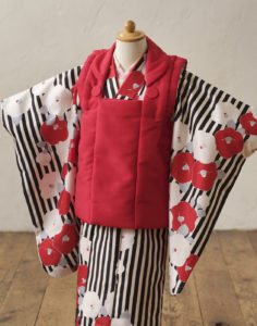 3歳女の子着物被布ストライプ